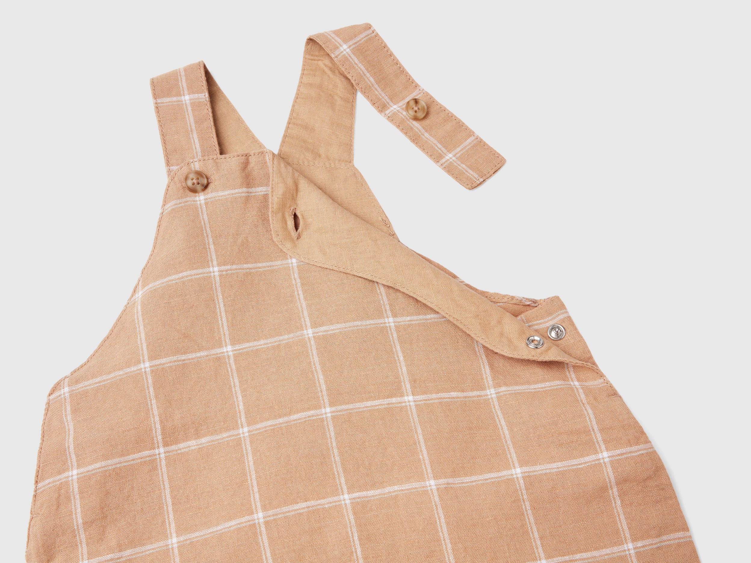 Salopette a quadri in misto lino - Image 3